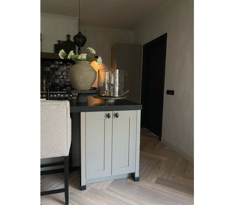 Luksa houten plateau op voet Antique grey 40 x 15 cm