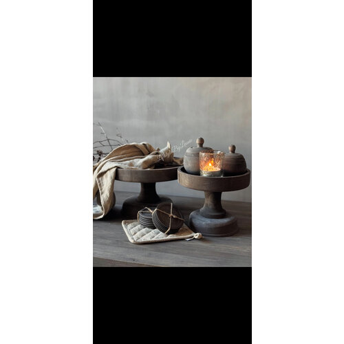 Aura Peeperkorn grey wash houten pot met deksel S 