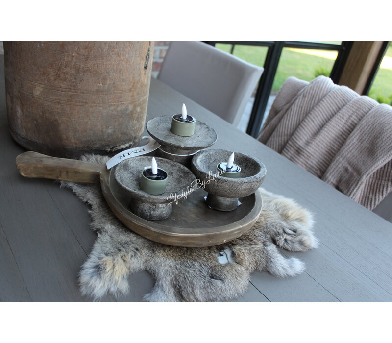Solar LED waxinelichtjes Olive - 3 stuks
