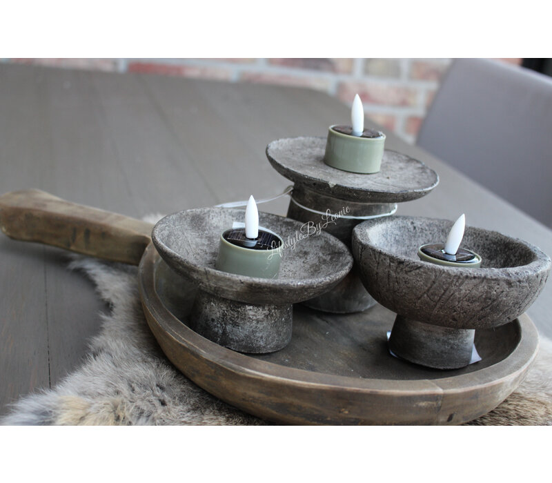 Solar LED waxinelichtjes Olive - 3 stuks