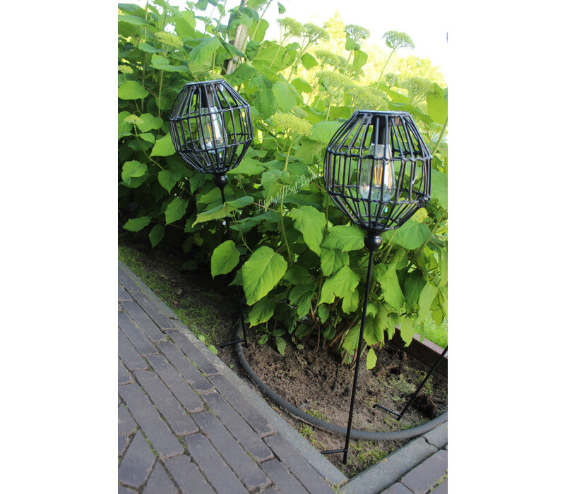 Solar LED lamp prikker Bol zwart 80 cm