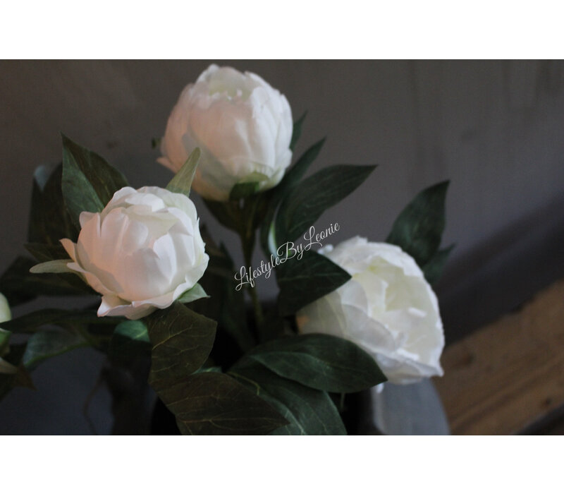 Namaak pioenrozen in pot Wit 44 cm