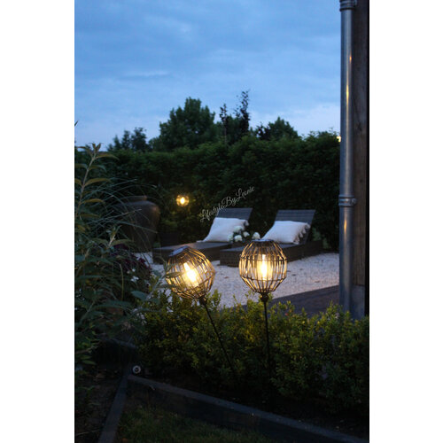 Solar LED lamp prikker Bol zwart 80 cm 