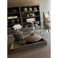 LUKSA houten ronde lage vaas 35 x 18 cm