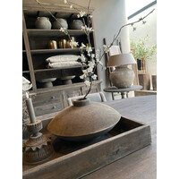 LUKSA houten ronde lage vaas 35 x 18 cm