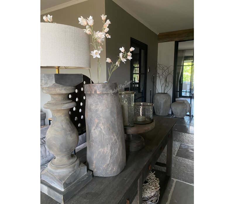 Aura Peeperkorn grote unieke houten vijzel pot