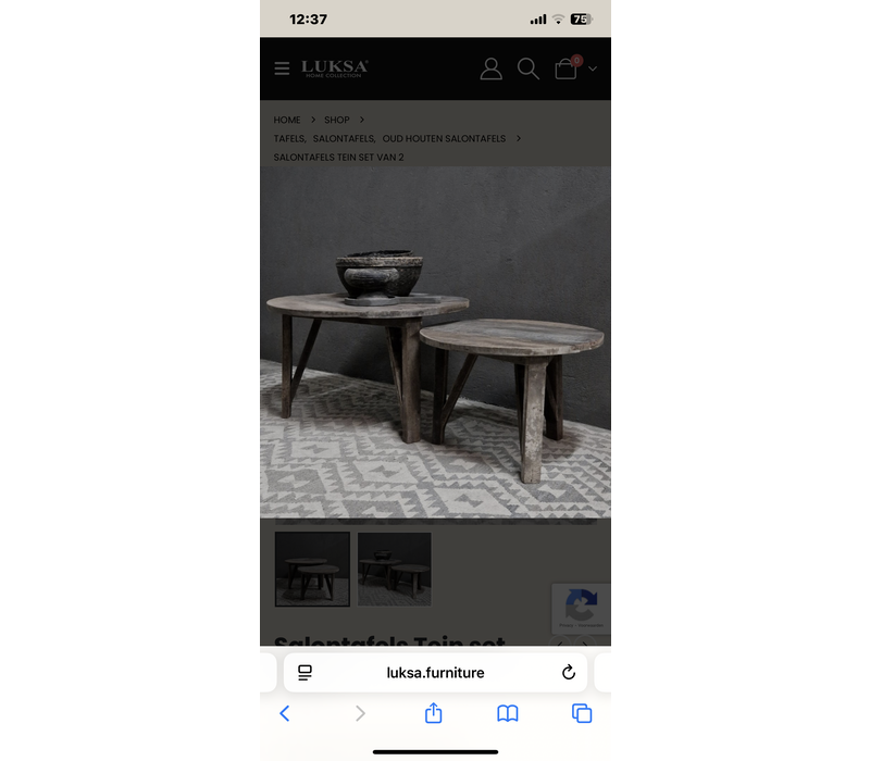 LUKSA salontafel set Tein 80/60 cm