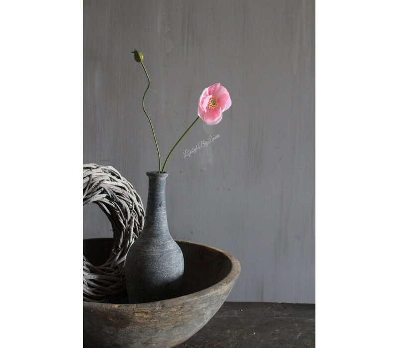 Zijden poppy Klaproos tak light pink 70 cm