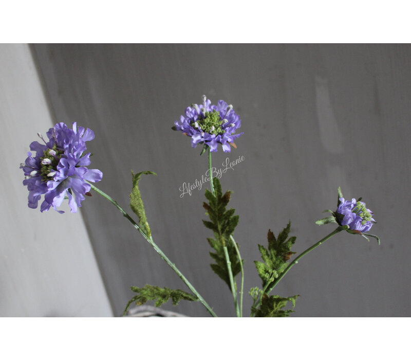 Zijden scabiosa tak Light purple 66cm