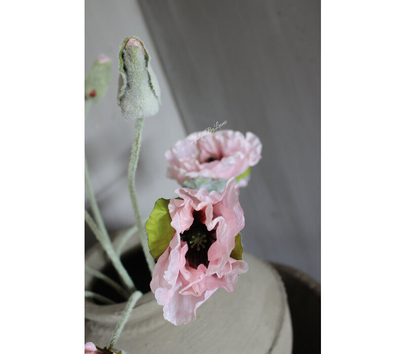 Zijden papaver / klaproos light pink 76cm
