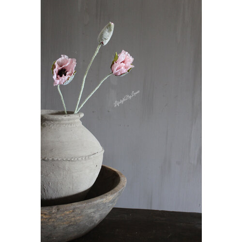Zijden Papaver / Klaproos light pink 76 cm 