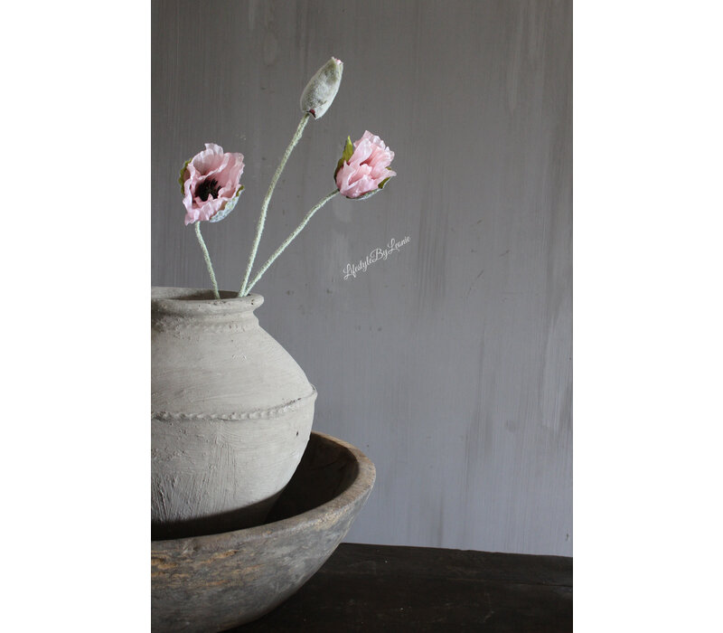 Zijden papaver / klaproos light pink 76cm