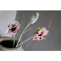 Zijden papaver / klaproos light pink 76cm