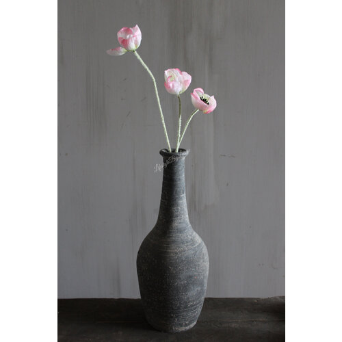 Zijden mini tak Papaver / Klaproos light pink 50 cm 