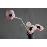 Zijden mini tak Papaver / klaproos light pink 50cm