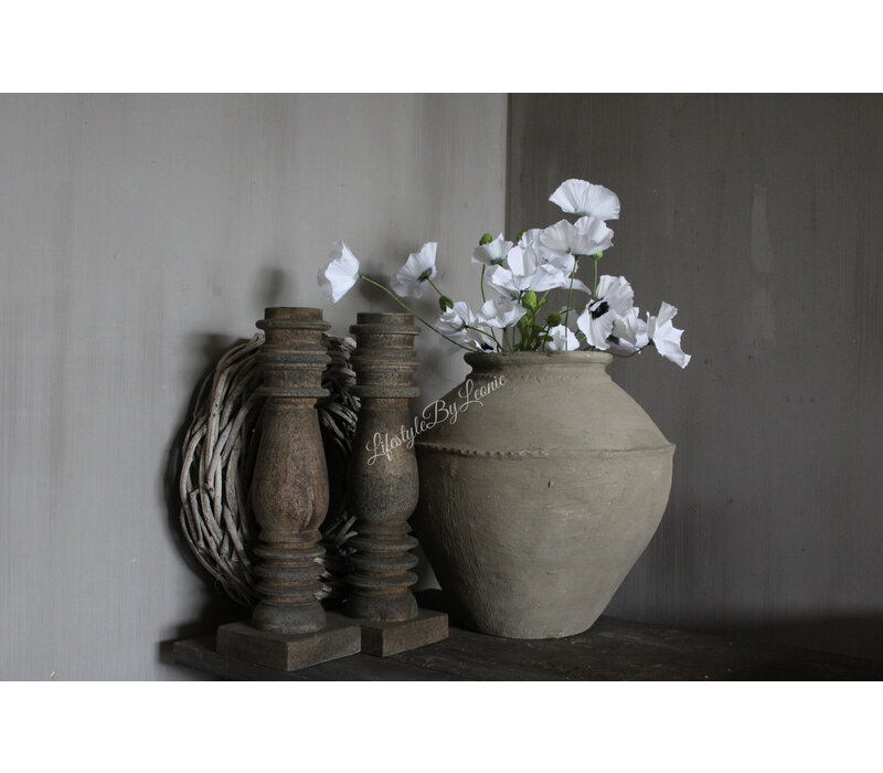 Zijden poppy Klaproos tak white 70 cm