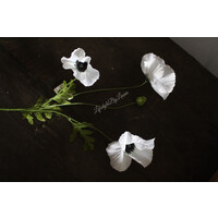Zijden poppy Klaproos tak white 70 cm