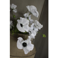 Zijden poppy Klaproos tak white 70 cm
