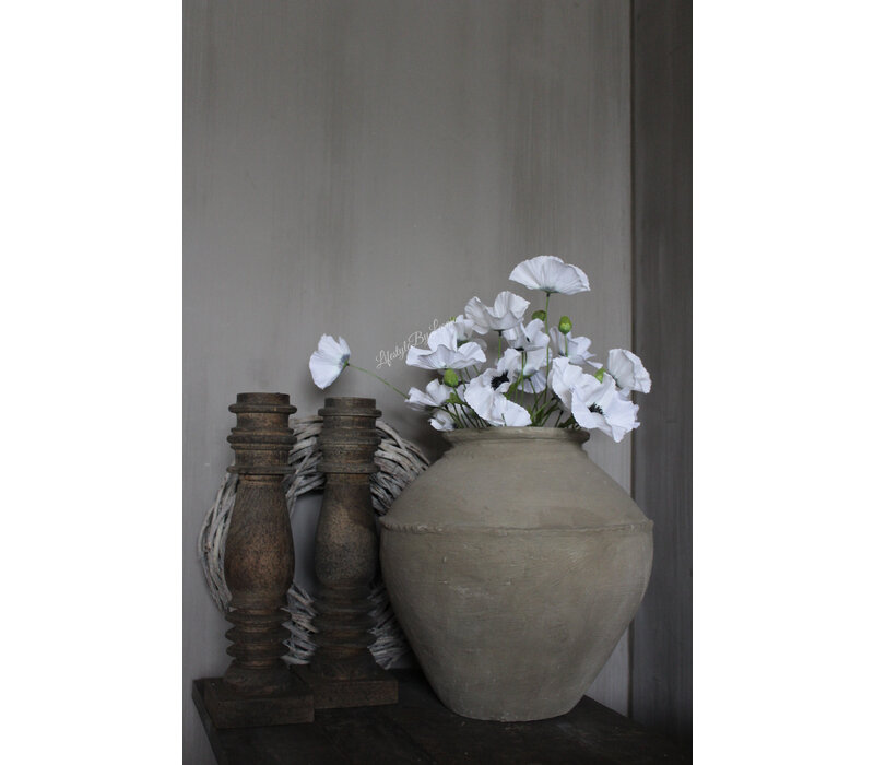 Zijden poppy Klaproos tak white 70 cm