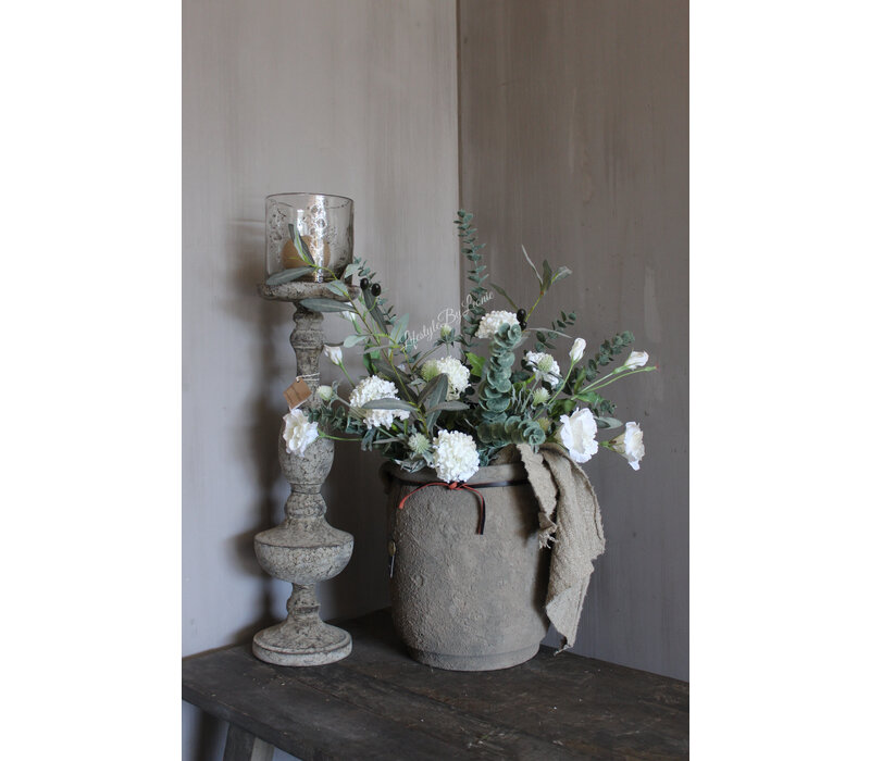 Brynxz stenen pot Rustic 2 ears rope 32 x 30 cm