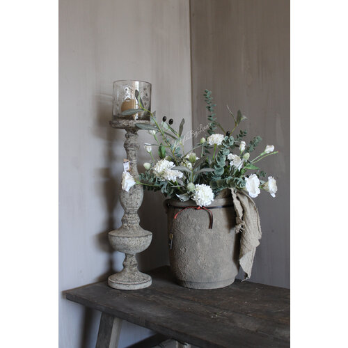 Hoge baluster kandelaar Lois old grey 59 cm 