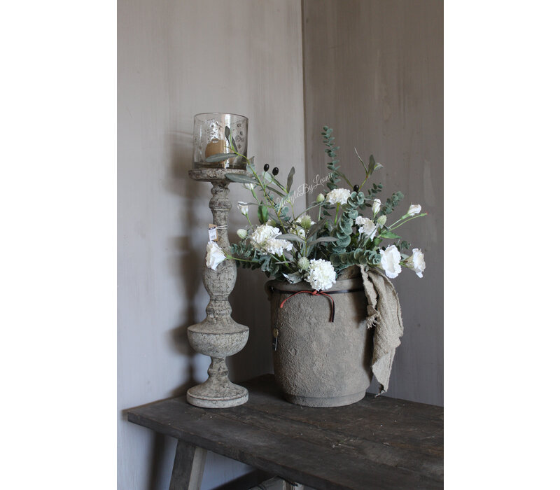 Hoge baluster kandelaar Lois old grey 59 cm