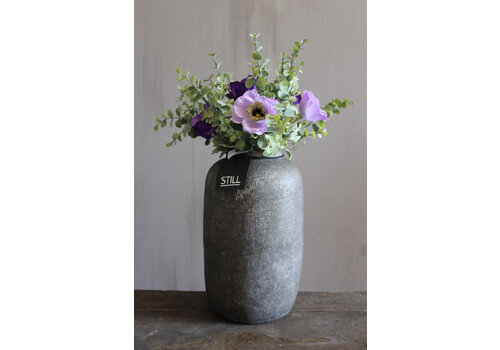 Zijden boeketje Eucalyptus en paarse Anemoon