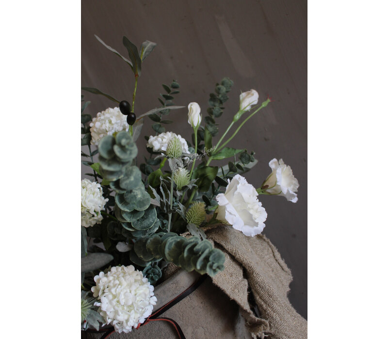 Zijden Lisianthus tak white 70 cm