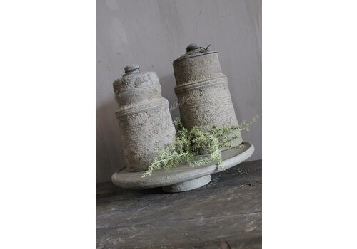 Stenen plateau op voet Organic grey 34 x 6 cm