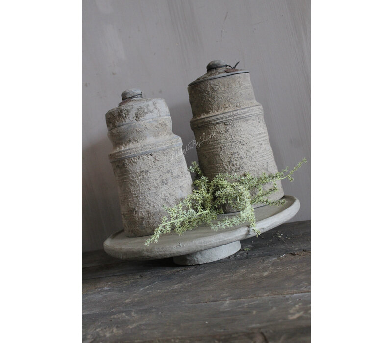 Stenen plateau op voet Organic grey 34 x 6 cm