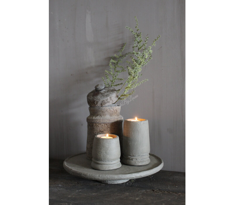 Stenen plateau op voet Organic grey 34 x 6 cm