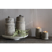 Stenen plateau op voet Organic grey 34 x 6 cm