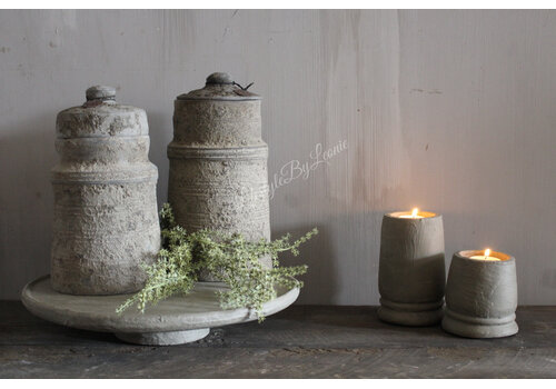 Stenen plateau op voet Organic grey 34 x 6 cm