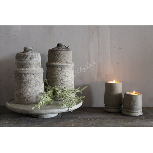 Stenen plateau op voet Organic grey 34 x 6 cm 