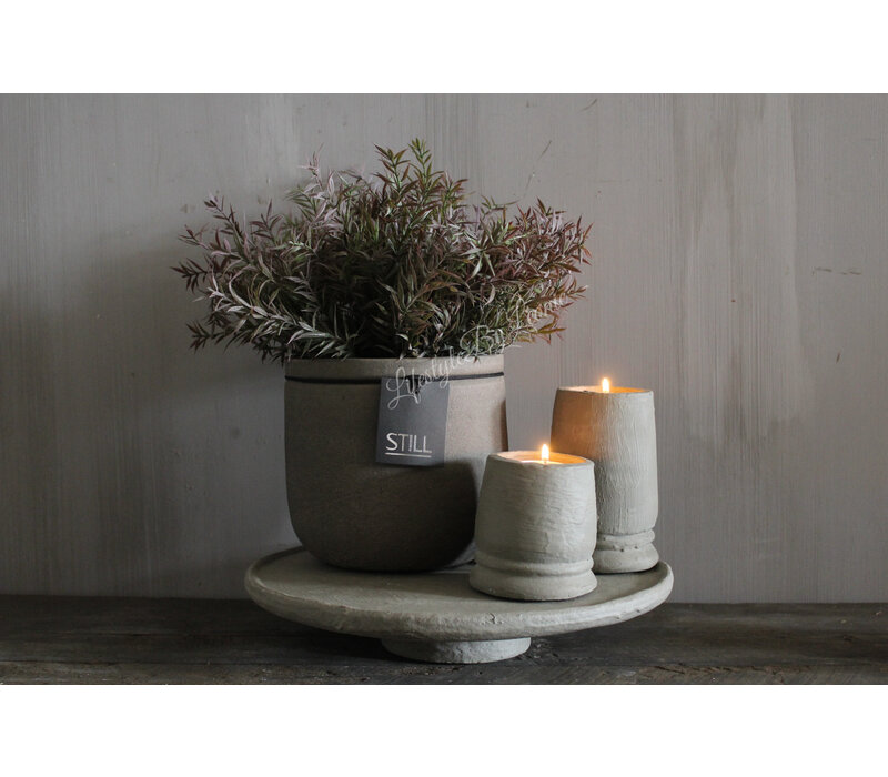 Stenen plateau op voet Organic grey 34 x 6 cm