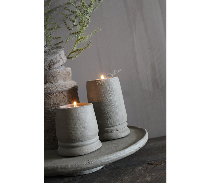 Stenen kandelaar Organic grey 10 cm