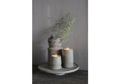 Stenen kandelaar Organic grey 15 cm