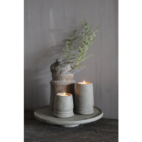 Stenen kandelaar Organic grey 15 cm 