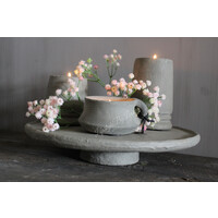 Stenen waxinelichthouder met oor Organic grey 12 cm