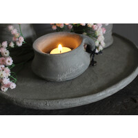 Stenen waxinelichthouder met oor Organic grey 12 cm
