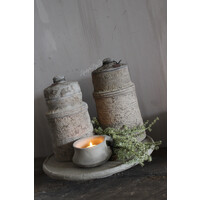 Stenen waxinelichthouder met oor Organic grey 12 cm
