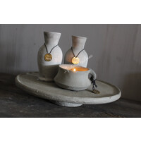 Stenen vaasje tess Organic grey 16 cm