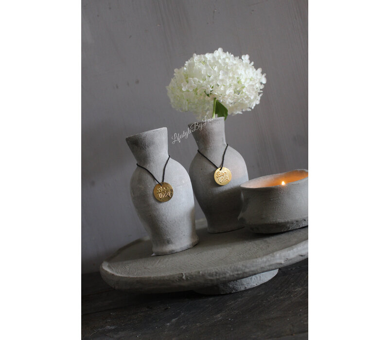 Stenen vaasje tess Organic grey 16 cm