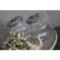 Sobere glazen voorraadpot Old grey - maat M