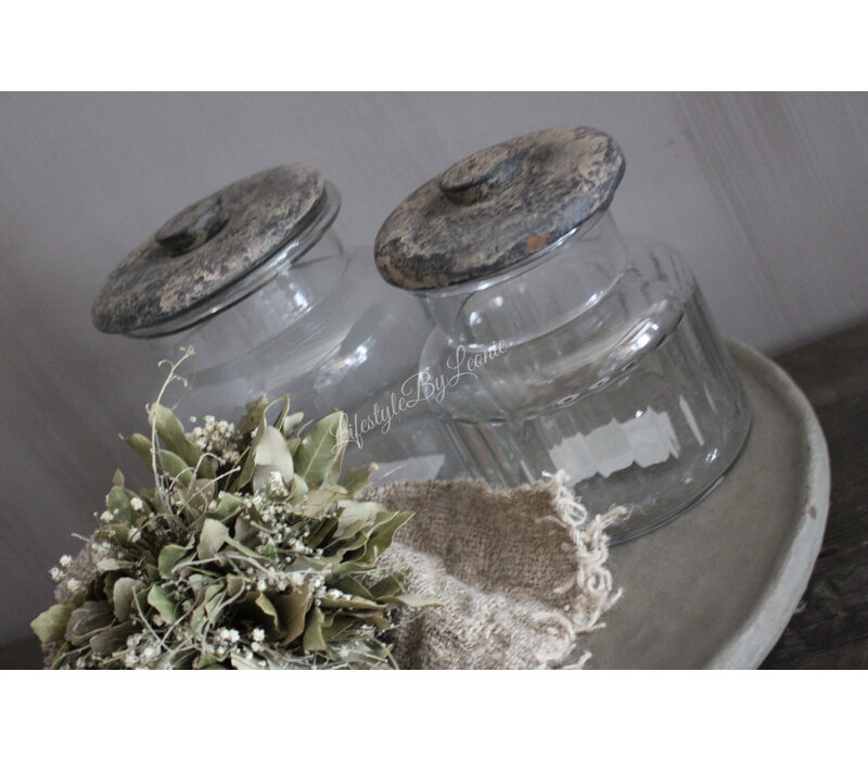 Sobere glazen voorraadpot Old grey - maat M