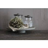 Stenen plateau op voet Organic grey 34 x 6 cm