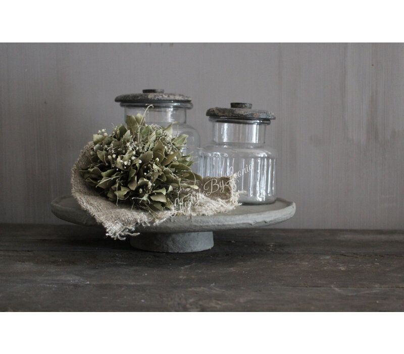 Stenen plateau op voet Organic grey 34 x 6 cm
