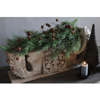 Roestige kerstbellen aan tak 80 cm