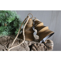 Roestige kerstklok hanger 16,5 cm