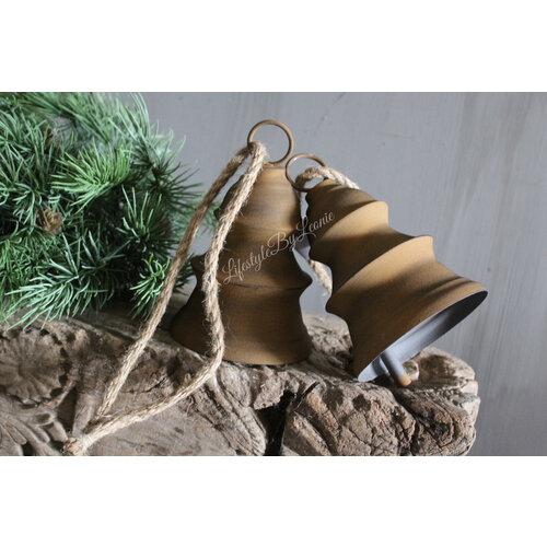 Roestige kerstklok hanger 16,5 cm 